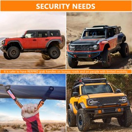 RERPRO Roll Bar Grab Handles for 2021 2022 2023 2024 Ford Bronco 2 Door 4 Door Accessories Paracord Grip Handle, with America Flag, 2 Pack Orange
