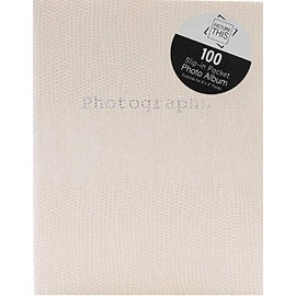 Tallon Snake Skin 6x4 Photo Album Memo Slip in Holds 100 Photos (Cream)