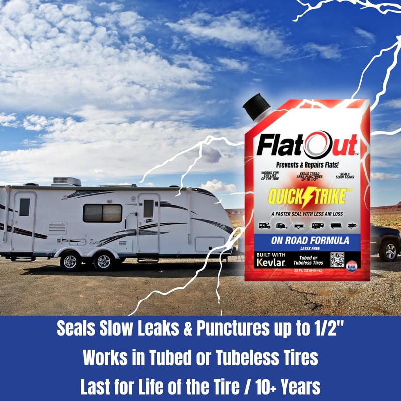 FlatOut QuickStrike Tire Sealant On Road Formula - Prevent Flat