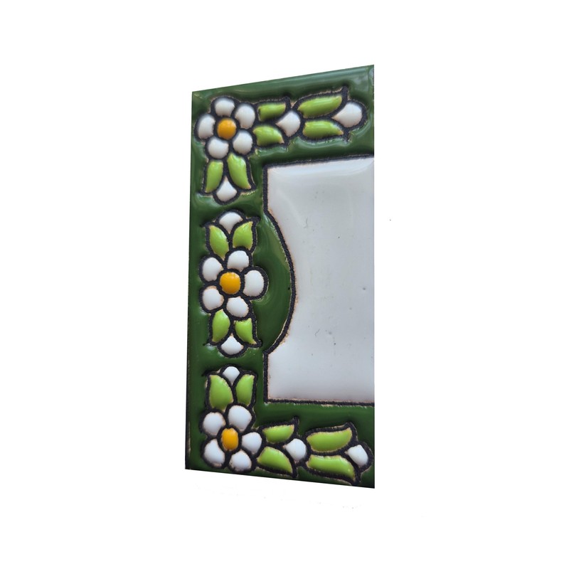 Green Floral Ceramic House Numbers & Letters Tile Size 7.5cm