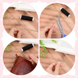 3 Rolls Hair Weaving Yarn Needle and Thread Set Professional Hair Extension Tools Curved Needle with Hair Extension Yarn for Making Wigs Hand Stitched Hair Weaving
