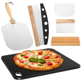 Hisencn 13" Ceramic Pizza Steel for Home Ovens - 20X Faster Heating, Crispy Crust Kit with Aluminum Peel & Tools