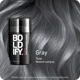 BOLDIFY Hair Thickening Fibers - Fill In Thinning and Fine Hair for an Instantly Fuller, Thicker Look - 14 Shades for Women & Men:_Gray_12 g