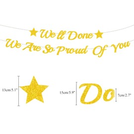 Elicola Graduation Decorations Banner 2025 We are So Proud of You Banner Well Done Glittery Bunting Party For Grad Party Decor/Retirement Congratulations Grad Party Decorationss Gold