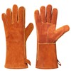 Xndryan Leather BBQ Gloves, 14 IN Extreme Heat Resistant Gloves