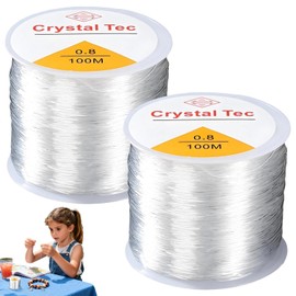 2 Roll 0.8mm Crystal String Stretch Line, Elastic Bracelet String, Clear Stretchy Beading Thread, for DIY Jewelry Making, Necklace Bracelet Beading Thread(200m)