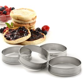 Norpro 3776 - Juego de 4 anillos para muffin ingleses, acero inoxidable, color plateado