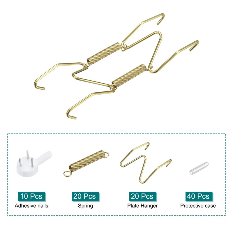 sourcing map 10Pcs Plate Hanger, 4 inch Universal Brass Invisible