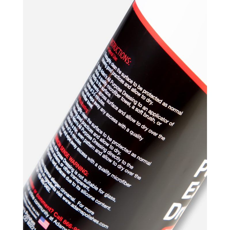 Adam's Polishes All Purpose Dressing (16oz) - Ready-To-Use Water-Based Plastic,