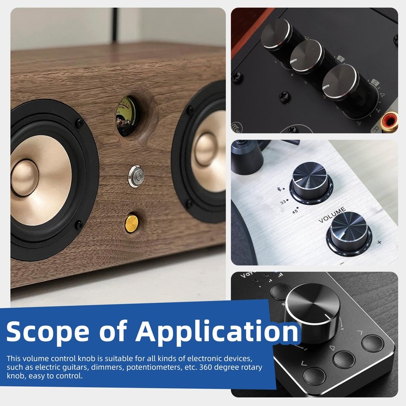 Glarks 24pcs 5.7mm Black/Gold/Silver Aluminum Potentiometer Control Knobs Kit, Potentiometer