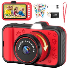 Children's Camera, Usteetic 3.5 Inch Large Screen 1080P Digital Camera Children with 360° Rotating Zoom Lens LED Flash Camera Children Christmas Gift Toy for 3 4 5 6 8 7 9 10 Years Boys Girls