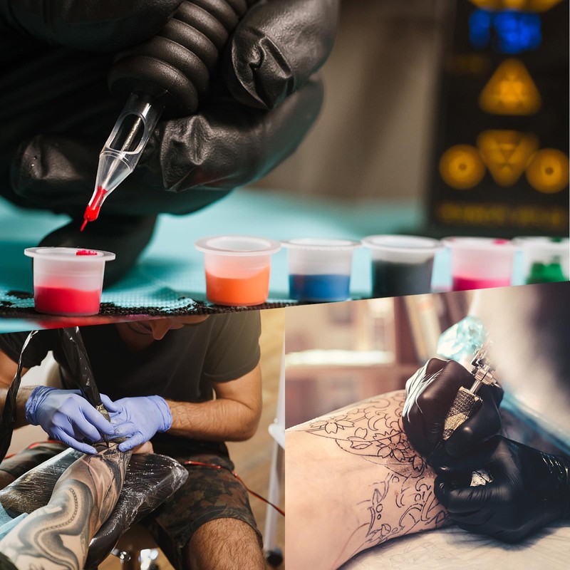 3 Pcs Black Tattoo Cup Holders with 300 Tattoo Ink