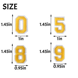 TACVEL 40 Pieces Yellow Iron on Numbers Patches, Numbers 0-9 Applique for Clothes, Dress, Hat, Socks, Jeans, DIY Accessories