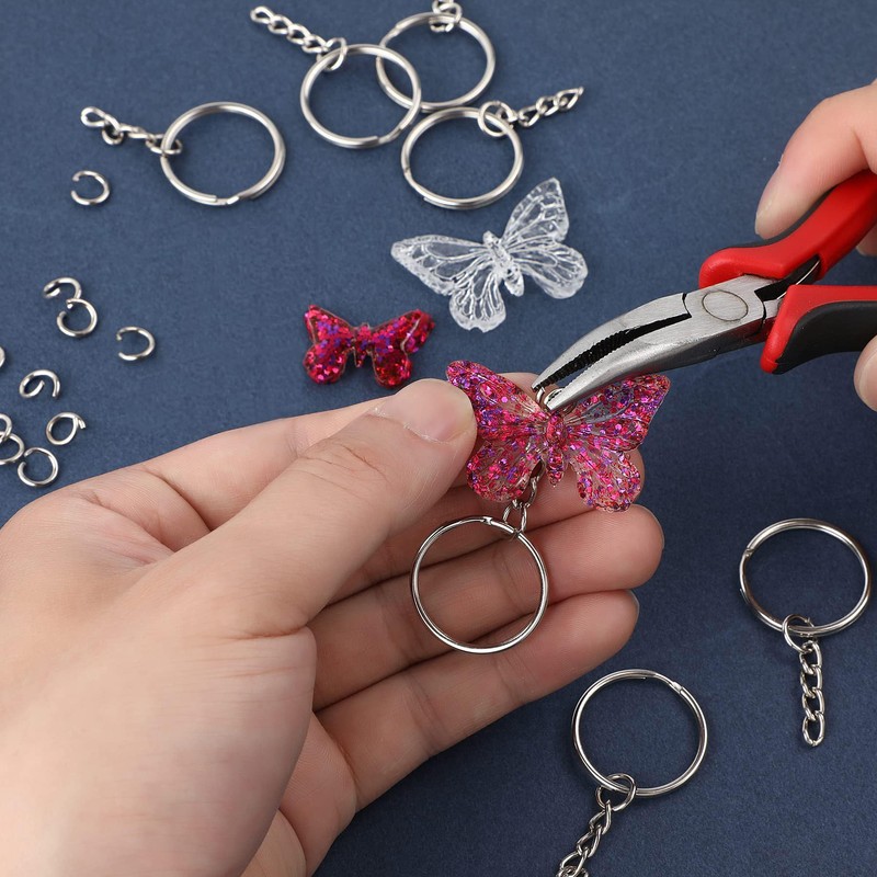 ZoloAJay 50Sets 1 inch Keychain Rings Silver Split Round Key