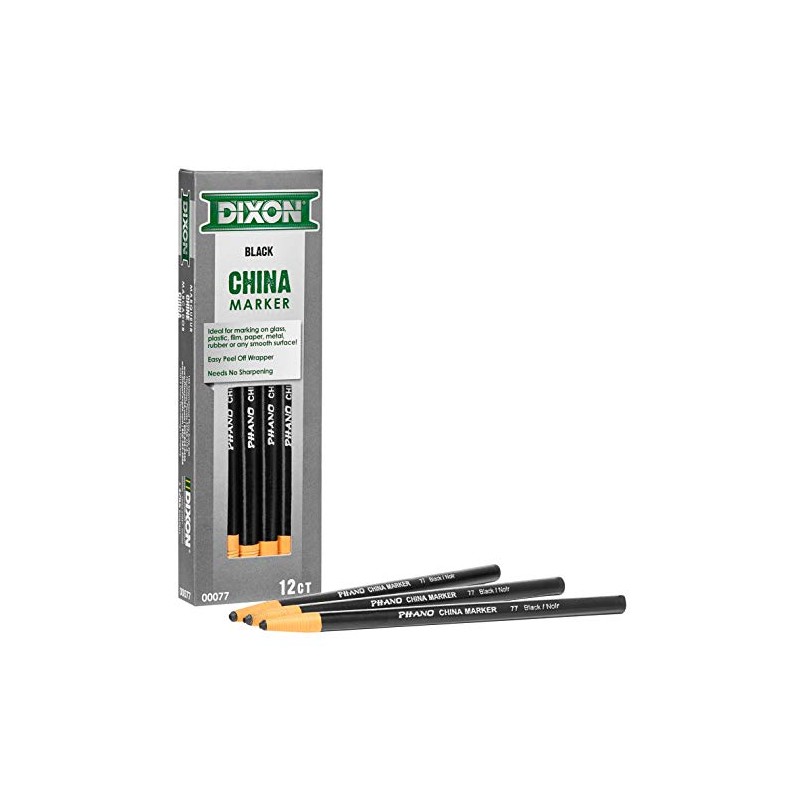 Dixon China Marker, Black, Dozen, 12 Count (Pack of 1)