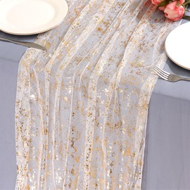LOMOHOO 2 x Silver Table Runners, 70 x 300 cm Table Runner with Silver Foil, Silver Wedding Decoration Table Runner, Boho Table Runner, Shiny Table Decoration for Birthdays, Party, Christening, Golden Wedding
