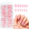 120 Uñas Postizas Francesas Cuadradas, Rosa Nude, 12 Tamaños