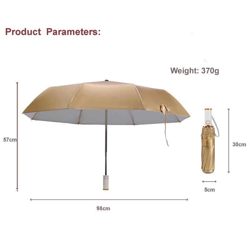 LCY Automatic Parasol UV Protection Foldable Small Lightweight Compact Sun