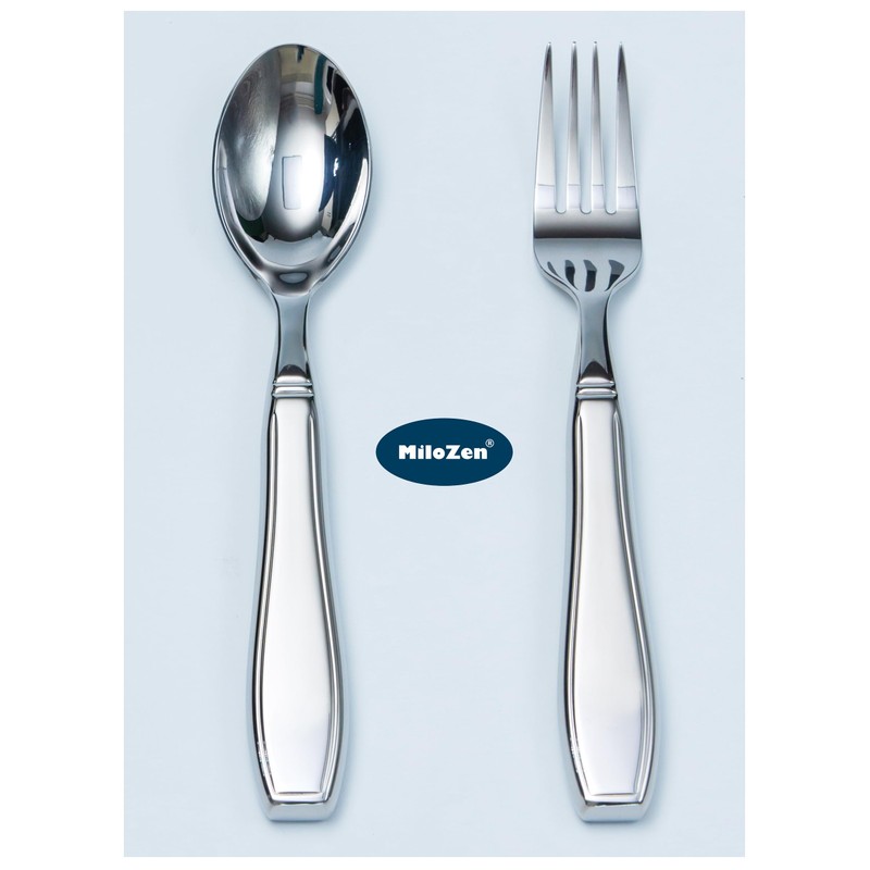 MiloZen Weighted Utensils for Hand Tremors, Adaptive Flatware Stainless Steel