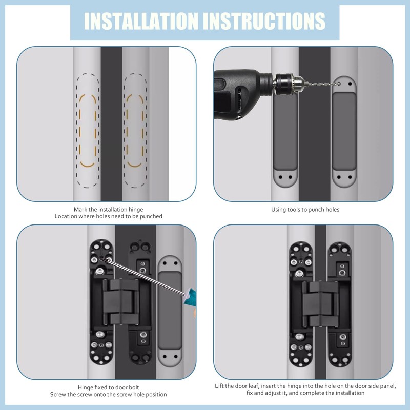 Pacify 2 Set 7Inches Hidden Door Hinges, Heavy Duty Concealed