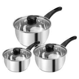 Stainless Steel Pot Set with Lid 6pcs,Sauce Pans 1QT & 2QT & 3QT Set,Triply Bottom Stainless Steel Pot Set