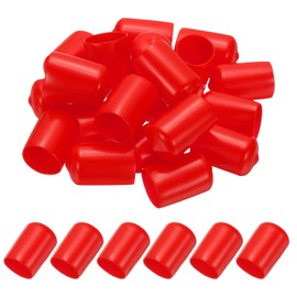PATIKIL 20mm ID Rubber End Caps, 35 PCS High Temp Rubber Tips Screw Silicone End Caps Flexible Thread Protector for Pipes Screw Blots Tube Fishing Jigs Chair, Red