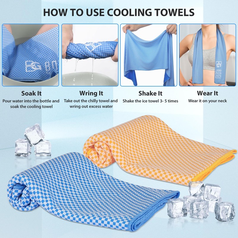 Cooling Towels for Neck and Face, 6 Pack 40"x12" Ice