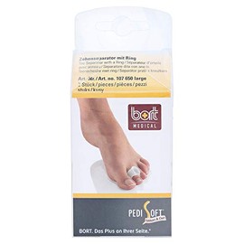 Bort Bort PediSoft 107650 Large Pack of 2 Gel Toe Separator in Black, Large, Clear