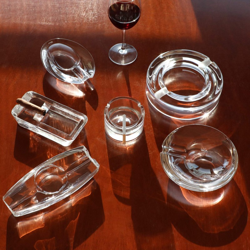 Pasabahce Crystal Glass Ashtray Patio Heavy Handmade Luxury Outdoor Indoor
