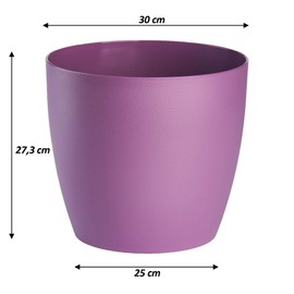 Tymar Flowerpot, Pack of 2, Plastic Plant Pot, Modern, Matt, Round Shape, Purple, Diameter 30 cm