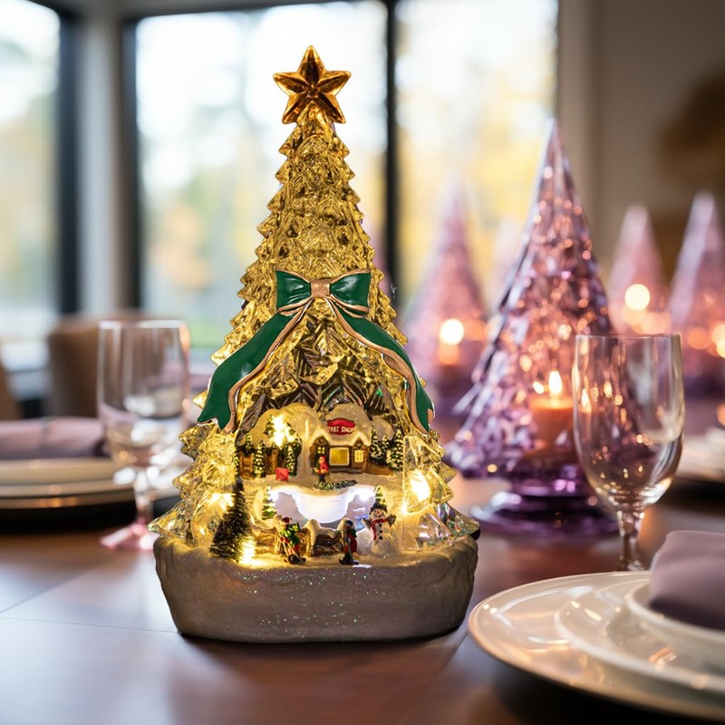 hvfun 13in Large Christmas Tree Music Box-with Color Changing Light