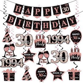 KORHONEN 18th Birthday Decorations for Girls, Pink Black 2006 Birthday Party Decorations Include Happy 18th Birthday Banner and Hanging Swirls, Happy 18th Birthday Party Decor for Girls Women