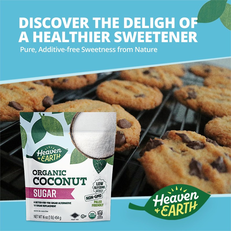 Heaven & Earth Organic Coconut Sugar, 16oz (3 Pack) |