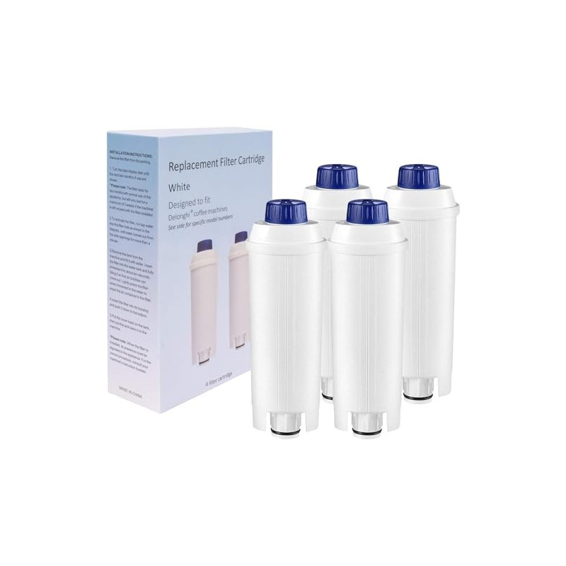 4 Pack Water Filter Replacement for DeLonghi Filter DLSC002 ECAM