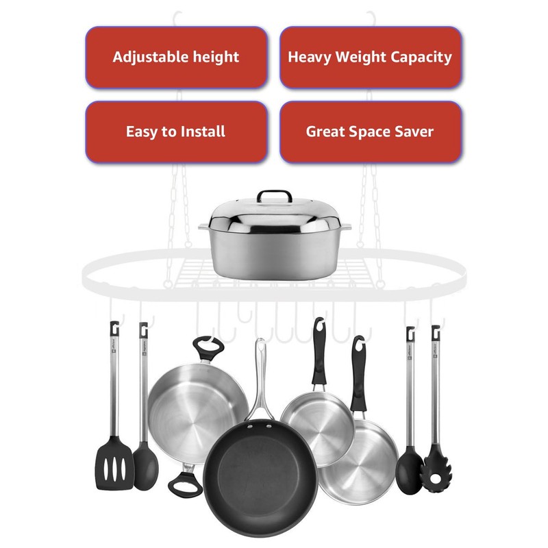 Sorbus® Pot and Pan Rack for Ceiling with Hooks —