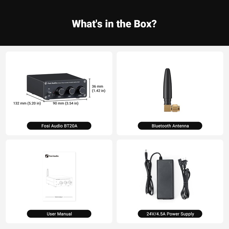 Fosi Audio BT20A Bluetooth Stereo Amplifier, 2 Channel Home Audio
