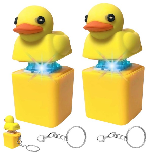 SGZIOO 2PCS Duckeys Quacking Fidget Toy, Pressbar Schlüsselanhänger Ente mit