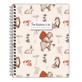 Livre de naissance Français pour Souvenirs - Journal pour première année Mémoire - Livre de bébé avec Illustrations de Qualité supérieure (Ours Champignons)