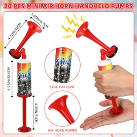 Sratte 20 Pieces Mini Air Horn Hand Pumps Hand Held Loud Sound Football Horn Noisemakers Toys Gift for Adults Football Birthday Graduation Sporting Events Contest Celebrations Party Goodie Bag Fillers