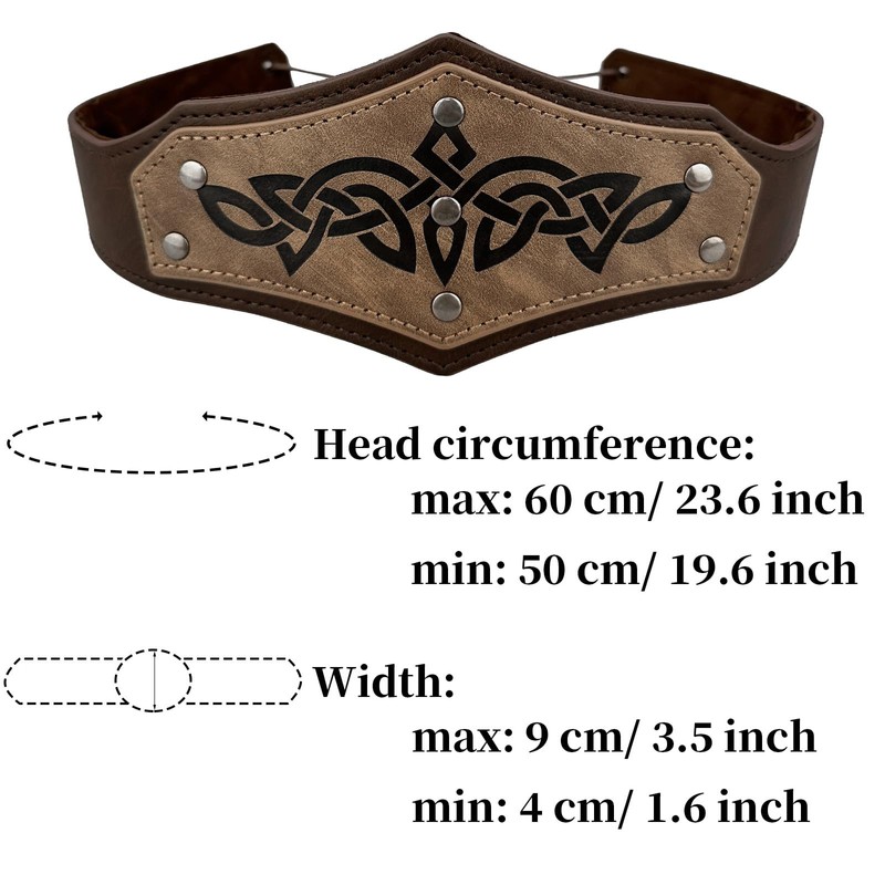 HOEACXY Medieval Renaissance Accessories Faux Leather Viking Headpiece Costume Leather