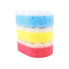 IDEA HOME Spugna Corpo 3 Pezzi - Spugna da Doccia - Spugna Scrub Corpo Esfoliante - Spugna da Bagno a Doppio Strato, Colori Assortiti
