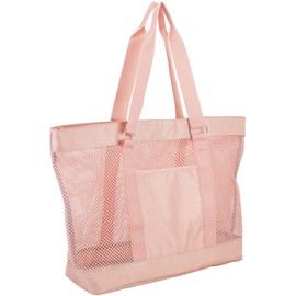Eastsport Mesh Classic Tote Beach Gym Shopping Shoulder Handbag Bag, Blush