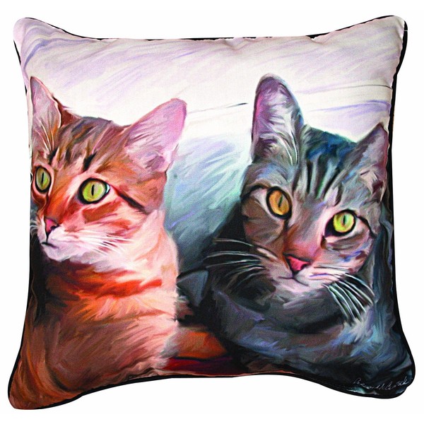 Manual 2 Cats Paws and Whiskers Decorative Square Pillow, 18-Inch