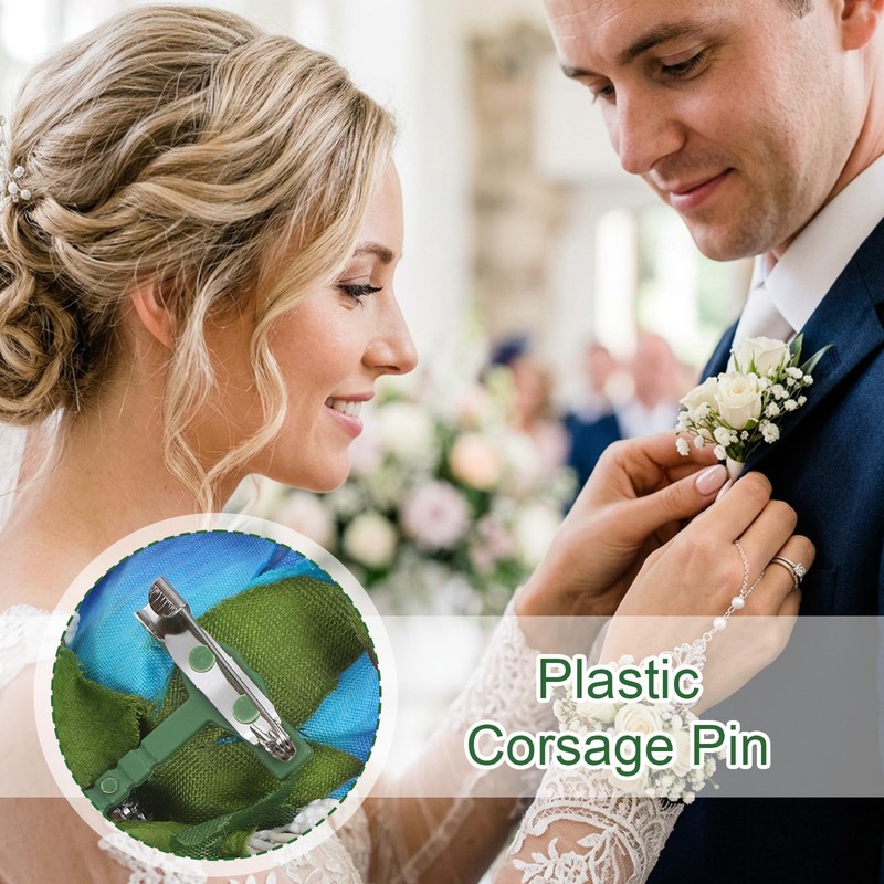 30Pcs Boutonniere Safety Pins, T-Shaped Plastic Pins for Wedding Events