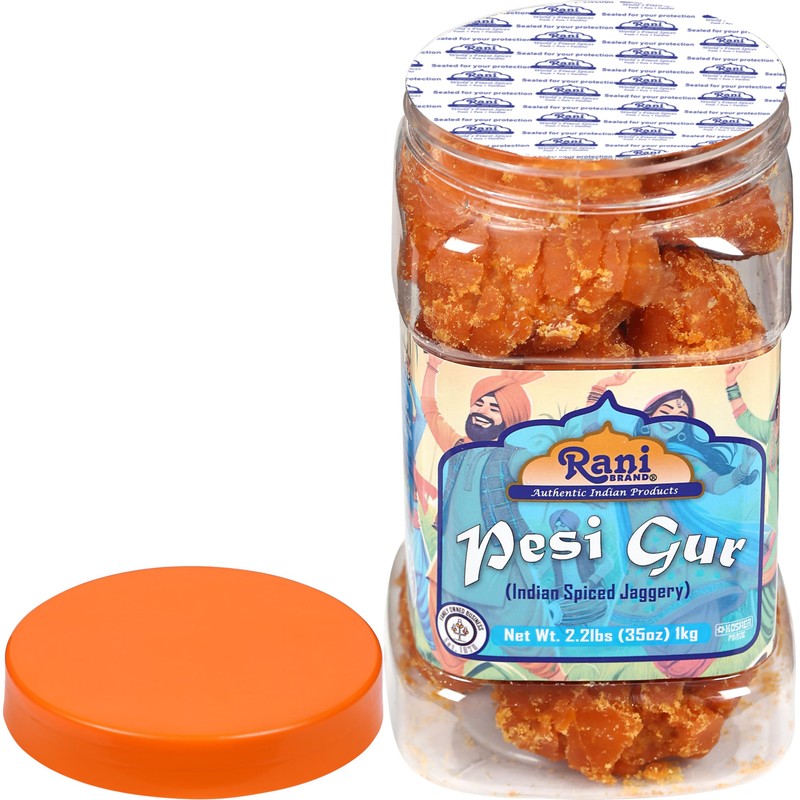 Rani Pesi Gur (Jaggery) Indian Unrefined Raw Cane Sugar 35oz