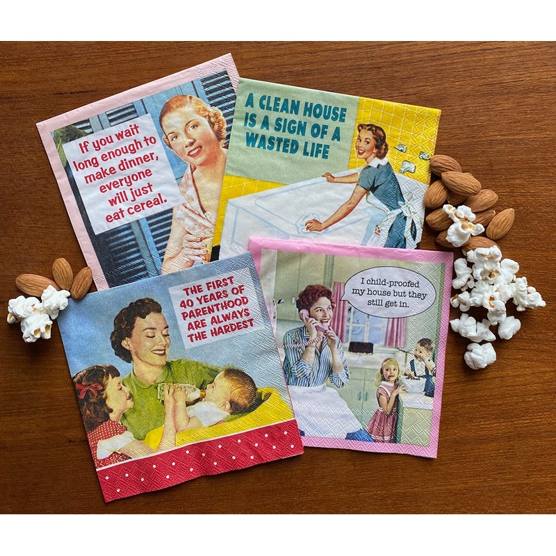 Retro Cocktail Napkin - Funny Cocktail Napkins for Women Boxed