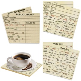 48 Pcs Library Due Date Card Book Coasters, Book Themed Party Favors Book Club Gifts for Book Club Decorations Library Decor Bookish Gifts Librarian Gifts
