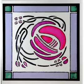 Winged Heart Static Window Cling in a Mackintosh Windyhill Rose Design