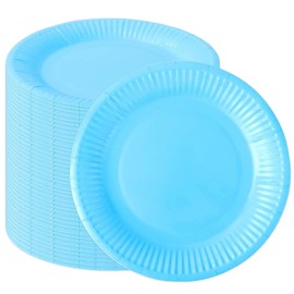 KongJies Party Paper Plates, Reusable Round Coloured Paper Plates, 7 Inch Children's Creative DIY Paper Plates for Crafts, Birthday Party, Pack of 40