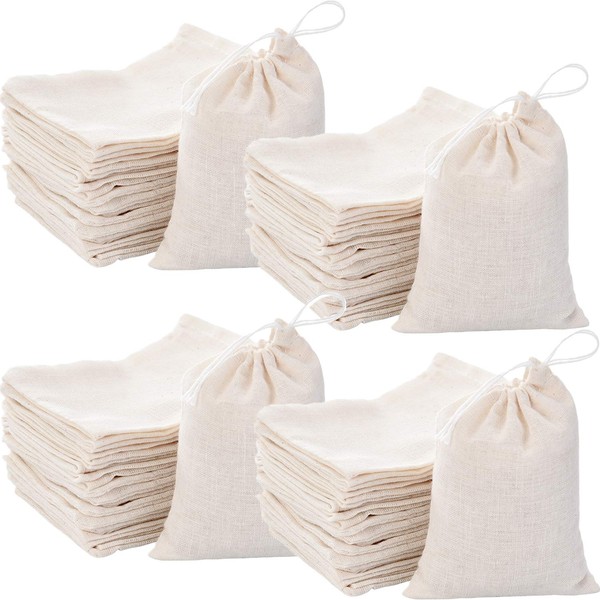 Tatuo 400 Pieces Muslin Bags Drawstring Pouch Gift Bags with Drawstring for Party Supplies Daily Use (4 by 3 Inch)